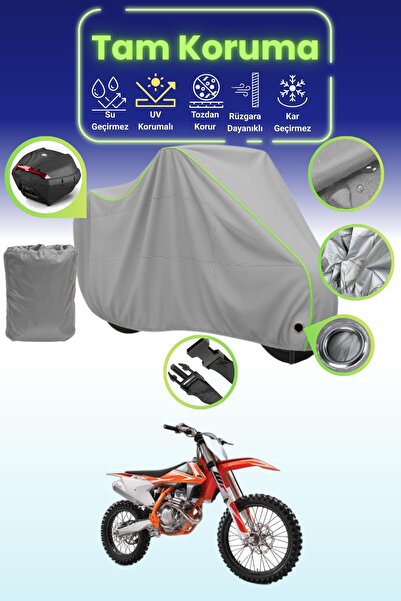 Dokaca Neo غطاء دراجة نارية رمادي نيون قماش مجدّل متوافق مع KTM 250 SXF، غطاء...