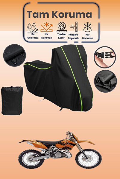 Dokaca Neo غطاء محرك متوافق مع KTM 200 EXC باللون الأسود النيون قماش مجدّل، غ...