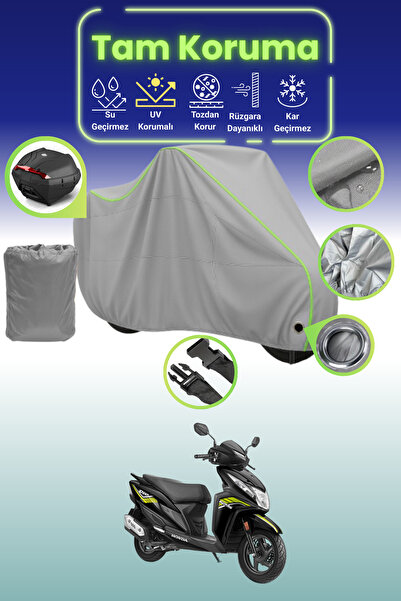 Dokaca Neo غطاء دراجة نارية رمادي نيون قماش مجدّل متوافق مع هوندا ديو، غطاء ح...