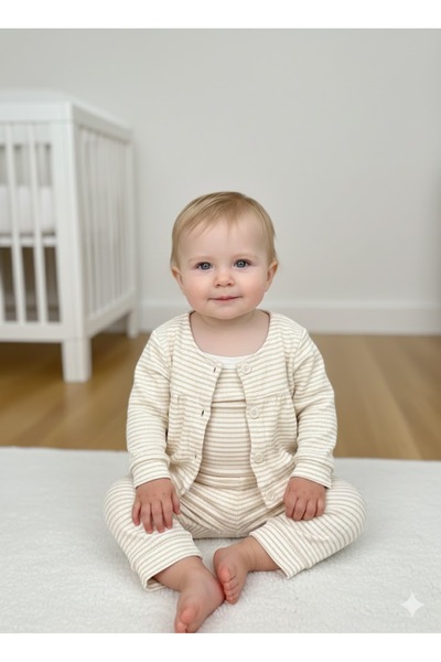 nk kids Kız Bebek Çizgili Müslin Bluz Atlet