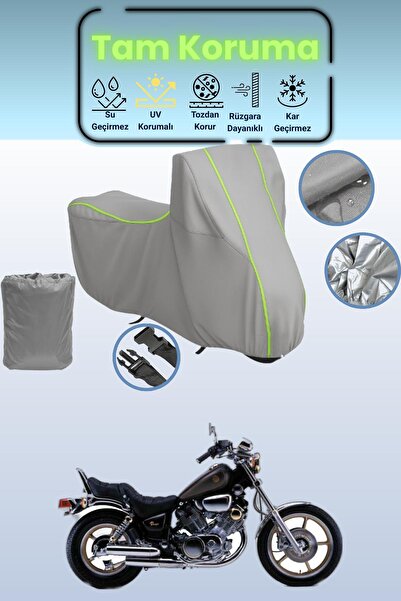 Dokaca Neo غطاء دراجة نارية رمادي نيون قماش مجدّل ياماها فيراجو XV 750، غطاء ...