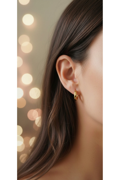 JewAksesuar Gold Color Steel Earring