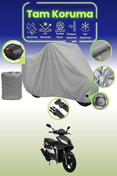 Dokaca Neo غطاء دراجة نارية رمادي نيون قماش مجدّل متوافق مع قفل وحقيبة خلفية ...