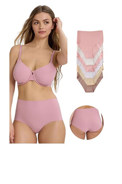 feolla Chiloți de bikini de bază tăiați cu laser cu talie înaltă, pachet de 6