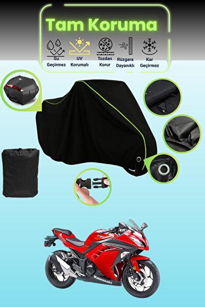 Dokaca Neo حقيبة خلفية وقفل أسود نيون قماش مجدّل متوافقة مع دراجة نارية كاواس...