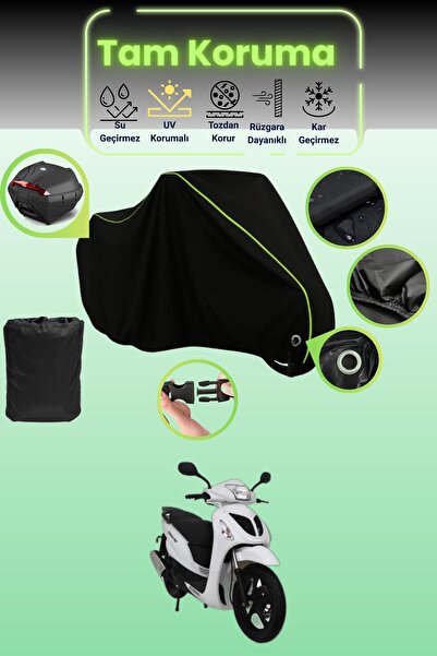 Dokaca Neo قماش دراجة نارية متوافق مع قفل وحقيبة خلفية باللون الأسود النيون ق...