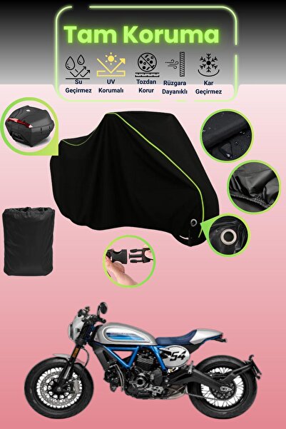 Dokaca Neo حقيبة خلفية وقفل أسود نيون قماش مجدّل متوافقة مع دوكاتي سكرامبلر ك...