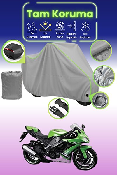 Dokaca Neo حقيبة خلفية وقفل رمادي نيون قماش مجدّل متوافقة مع دراجة نارية كاوا...