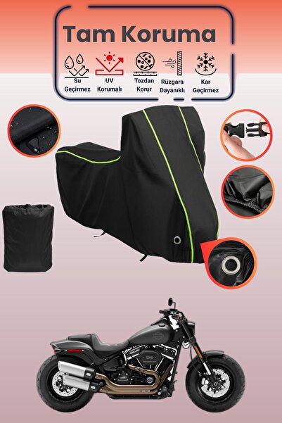 Dokaca Neo غطاء دراجة نارية أسود نيون قماش مجدّل متوافق مع هارلي ديفيدسون سوف...