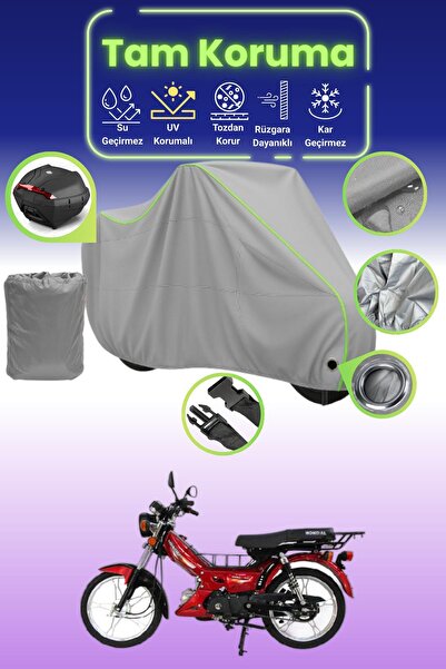 Dokaca Neo غطاء دراجة نارية رمادي نيون قماش مجدّل متوافق مع قفل وحقيبة خلفية ...