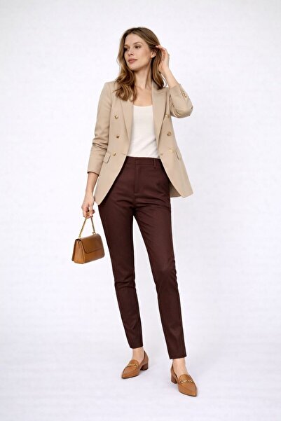 MG GİYİM STORE Women's Slim Fit Fabric Trousers