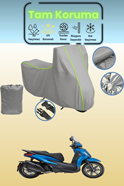 Dokaca Neo غطاء دراجة نارية رمادي نيون قماش مجدّل متوافق مع بياجيو بيفرلي 400...