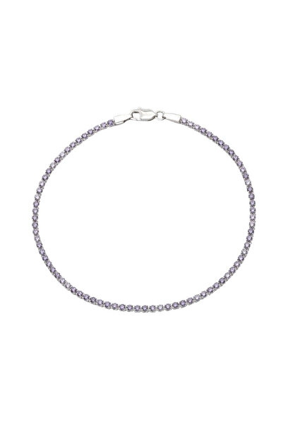 Bijuteria SORELLY Brățară tenis din aur alb de 14k cu pietre mov 18,5 cm