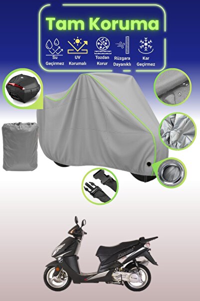 Dokaca Neo غطاء دراجة نارية رمادي نيون قماش مجدّل متوافق مع قفل وحقيبة خلفية ...