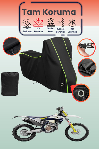 Dokaca Neo غطاء دراجة نارية متوافق مع Husqvarna FE 350 من Black Neon قماش مجد...