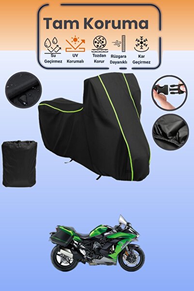 Dokaca Neo غطاء محرك متوافق مع كاواساكي نينجا H2 SX باللون الأسود النيون قماش...