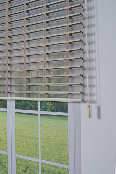 donatti perde Ahşap Jaluzi Görünümlü Kumaş Silüet Kahverengi Perde|Dekoratif ...