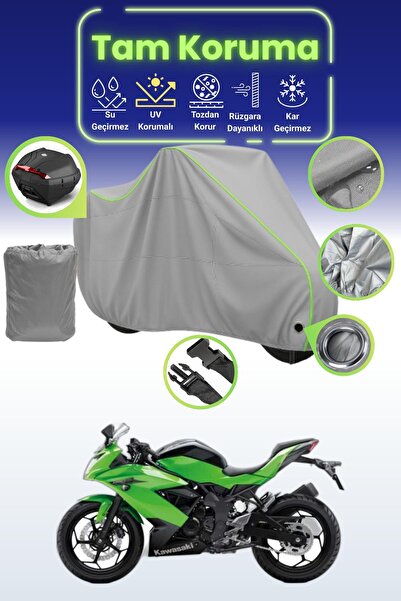 Dokaca Neo حقيبة خلفية وقفل رمادي نيون قماش مجدّل متوافقة مع دراجة نارية كاوا...