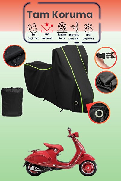 Dokaca Neo غطاء دراجة نارية متوافق مع Vespa 946 باللون الأسود النيون قماش مجد...