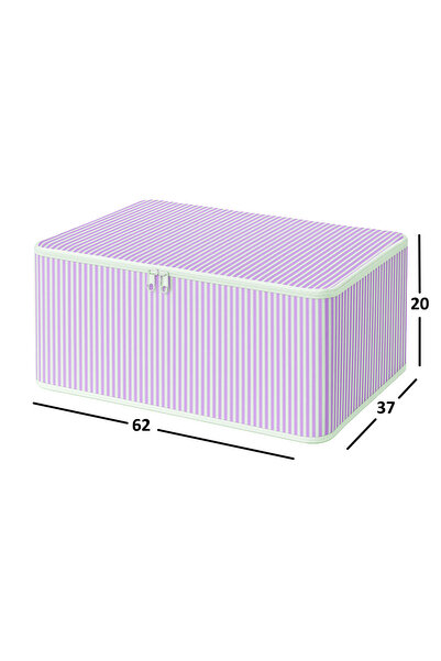 ADARYA HOME 10' lu Çizgili Hurç 62x37x25 cm Dolap İçi Düzenleyici Kumaş Depolama Çantası (LILA)