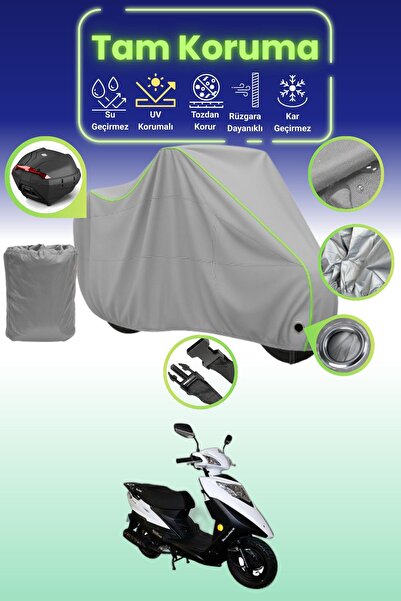 Dokaca Neo قماش دراجة نارية متوافق مع قفل وحقيبة خلفية باللون الرمادي النيون ...