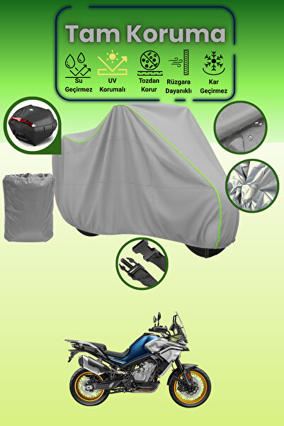 Dokaca Neo حقيبة خلفية رمادية نيون قماش مجدّل متوافقة مع CFmoto 800MT، غطاء م...