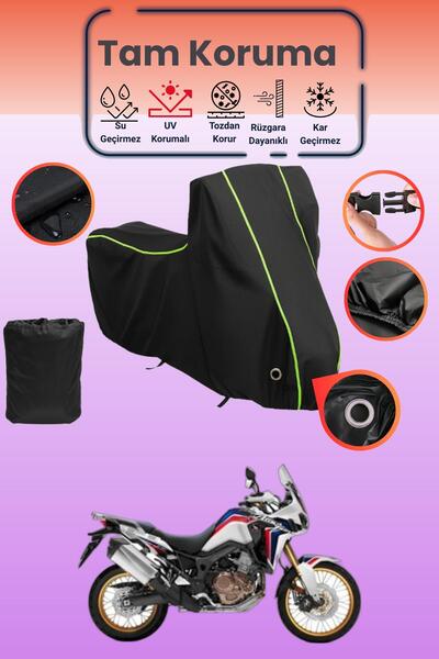 Dokaca Neo غطاء دراجة نارية أسود نيون قماش مجدّل متوافق مع هوندا CRF1000L أفر...