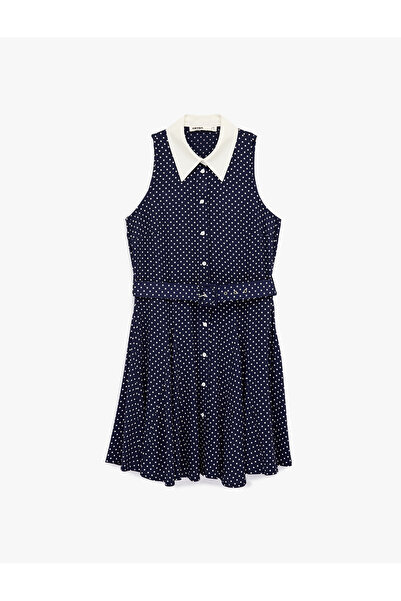 Koton Viskon Kolsuz Gömlek Yaka Düğmeli Elbise