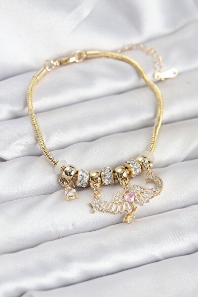 Clariss YRTCL Pirinç Gold Renk Kanatlı Charmlı Kadın Bileklik