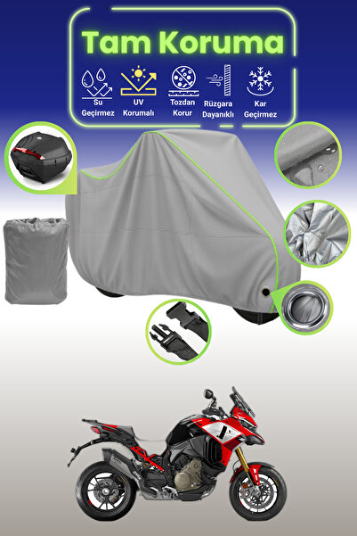 Dokaca Neo حقيبة خلفية رمادية نيون قماش مجدّل متوافقة مع حقيبة دوكاتي مولتيست...