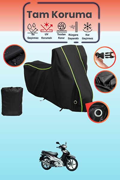 Dokaca Neo غطاء دراجة نارية متوافق مع هوندا ويف قماش مجدّل باللون الأسود الني...