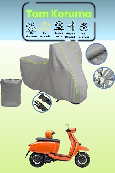 Dokaca Neo غطاء دراجة نارية رمادي نيون قماش مجدّل لامبريتا V200 متوافق بشكل خ...