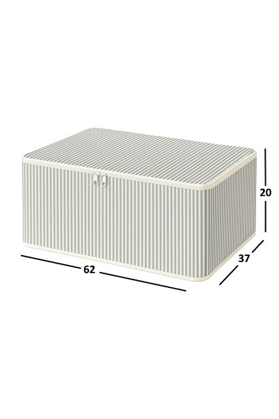 ADARYA HOME 10' lu Çizgili Hurç 62x37x25 cm Dolap İçi Düzenleyici Kumaş Depolama Çantası (GRI)