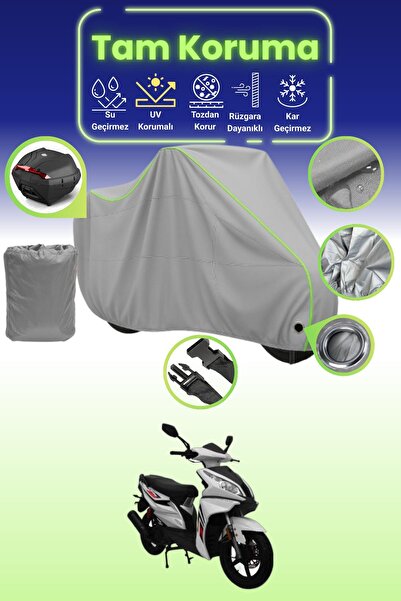 Dokaca Neo قماش دراجة نارية رمادي نيون قماش مجدّل متوافق مع قفل وحقيبة خلفية ...