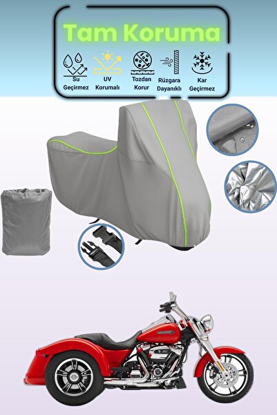 Dokaca Neo غطاء دراجة نارية رمادي نيون قماش مجدّل متوافق مع هارلي ديفيدسون فر...