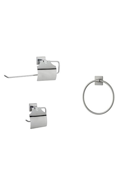 Zethome Yapışkanlı Banyo Seti 3 Parça Uzun Havluluk Yuvarlak Havluluk Kapaklı...