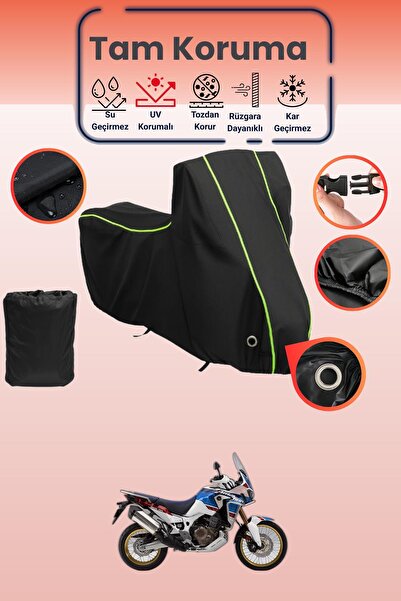 Dokaca Neo غطاء دراجة نارية أسود نيون قماش مجدّل متوافق مع هوندا CRF1000L أفر...