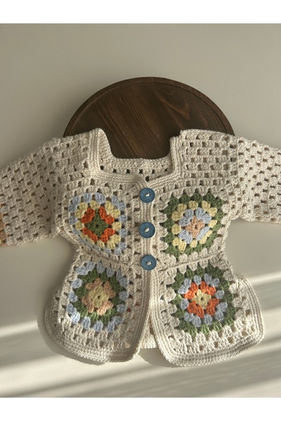 Alize Kız Bebek Motifli Hırka Koton Gold