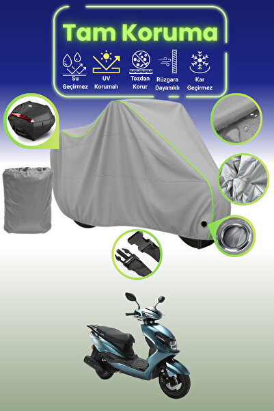 Dokaca Neo غطاء دراجة نارية رمادي نيون قماش مجدّل متوافق مع Kuba Space 50 Pro