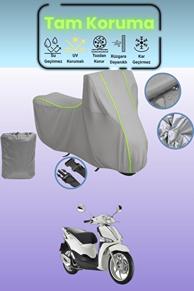 Dokaca Neo غطاء دراجة نارية رمادي نيون قماش مجدّل متوافق مع بياجيو ليبرتي 150...