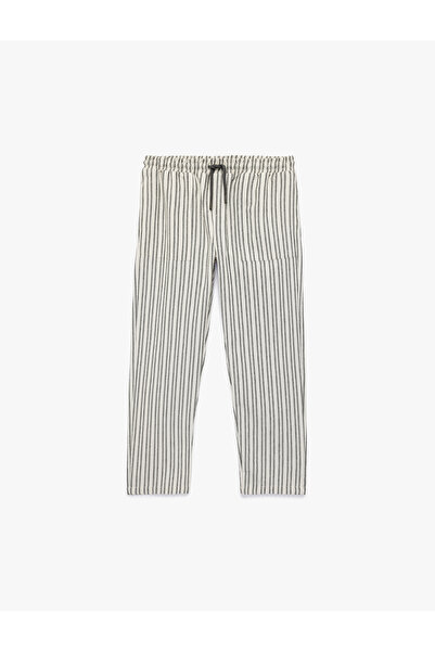 Koton Cotton Waist Tie Comfortable Cut Striped Pants