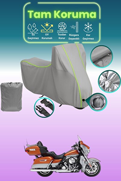 Dokaca Neo غطاء دراجة نارية رمادي نيون قماش مجدّل متوافق مع هارلي ديفيدسون FL...