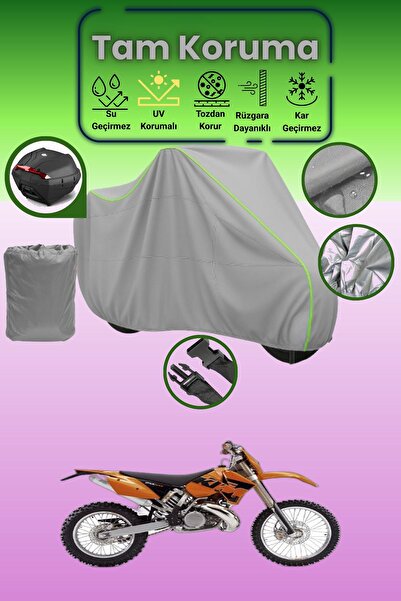 Dokaca Neo حقيبة خلفية رمادية نيون قماش مجدّل متوافقة مع KTM 200 EXC، غطاء وا...