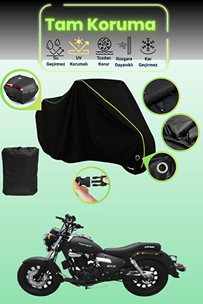 Dokaca Neo قماش دراجة نارية متوافق مع قفل وحقيبة خلفية باللون الأسود النيون ق...