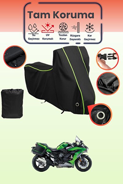 Dokaca Neo غطاء دراجة نارية متوافق مع كاواساكي نينجا H2 SX من بلاك نيون قماش ...