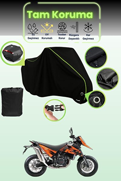 Dokaca Neo حقيبة خلفية وقفل أسود نيون قماش مجدّل متوافقة مع KTM 690 Supermoto...