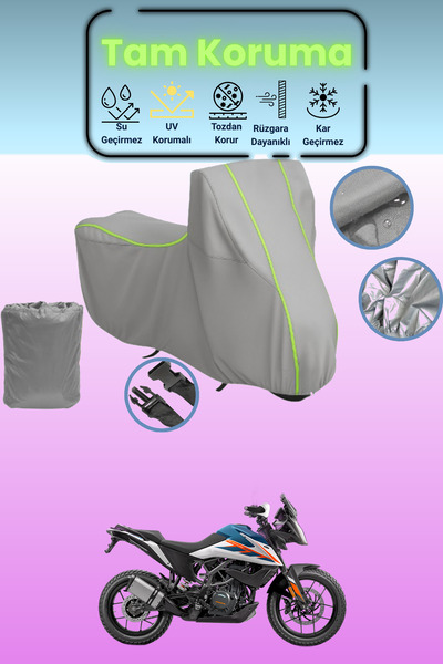Dokaca Neo غطاء دراجة نارية رمادي نيون قماش مجدّل KTM 250 Adventure متوافق، غ...