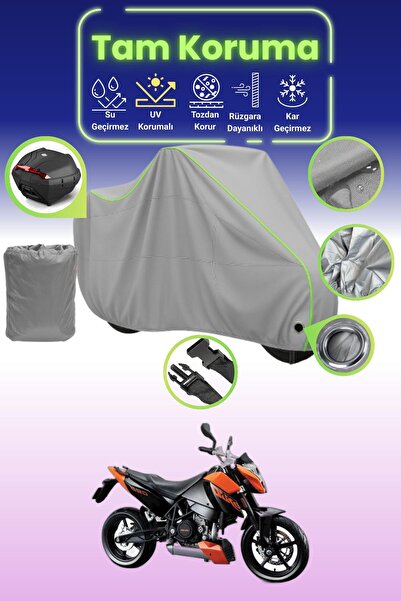 Dokaca Neo غطاء دراجة نارية رمادي نيون قماش مجدّل متوافق مع KTM 690 Duke، غطا...