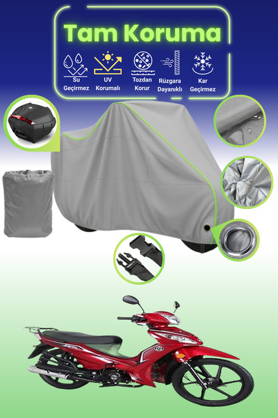 Dokaca Neo غطاء دراجة نارية رمادي نيون قماش مجدّل متوافق مع Kuba Ege 50، غطاء...