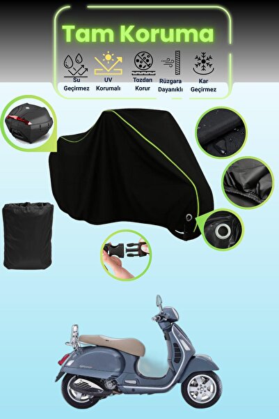 Dokaca Neo حقيبة خلفية سوداء نيون قماش مجدّل متوافقة مع Vespa GTS 150 ABS متو...